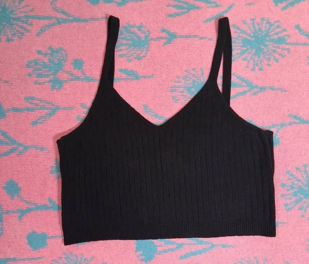 Daily practice Anthropologie womens xl black crop top soft stretch knit